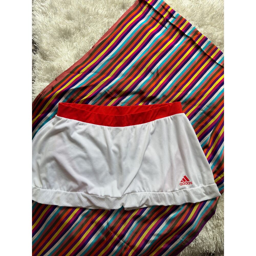 Adidas Adizero tennis skirt size Large white red skort